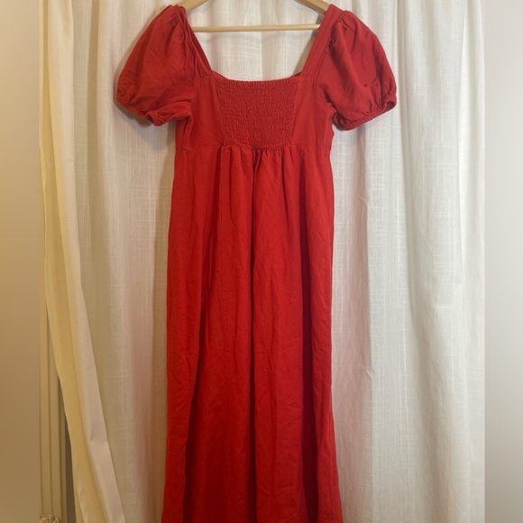 Primark Cotton Sweetheart Red Midi Dress Size S - Picture 7 of 8